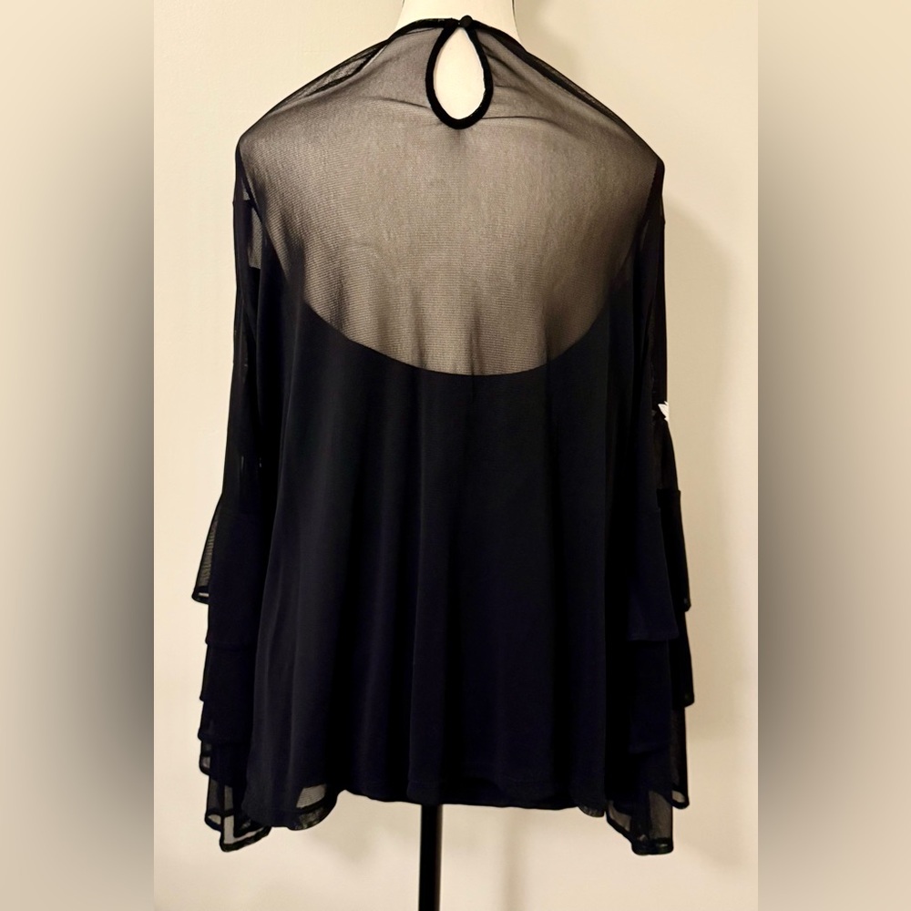 INC International Concepts Black Top. White Floral Design. Sexy, sophisticated - Picture 6 of 10